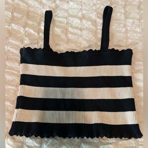 Black and tan stripes ribbed tube top with straps size medium brand papermoon